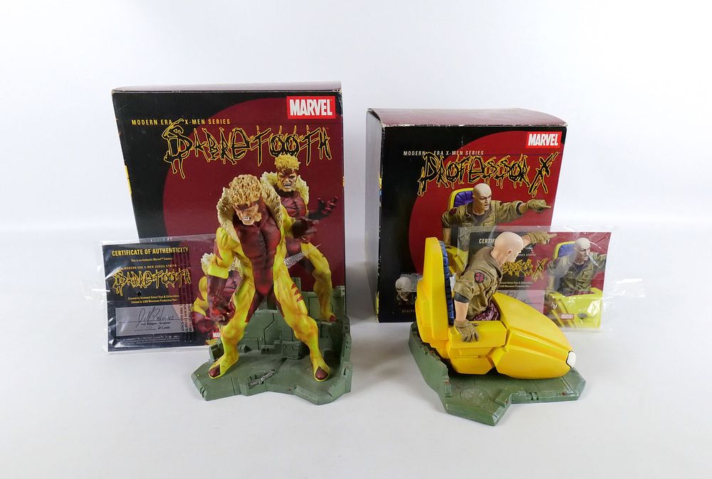 Lot of 2 Marvel Diamond Select Modern Era X-Men Statues. Including Professor X and Sabretooth. 