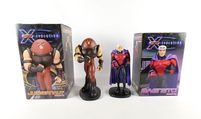 Lot of 2 Marvel Hard Hero X-Men Evolution Maquette Statues. Including Magneto and Juggernaut. 