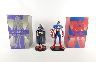 Lot of 2 Marvel Hard Hero X-Men Evolution Maquette Statues. Including Storm and Captain 
