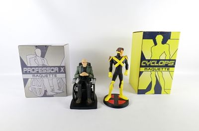 Lot of 2 Marvel Hard Hero X-Men Evolution Maquette Statues. Including Cyclops and Professor X. 