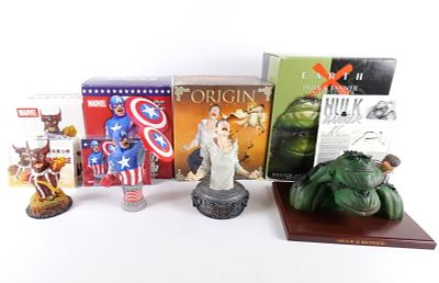 Lot of 4 Marvel Bust Figurines. Including Diamond Select Captain America Limited Edition Bust 