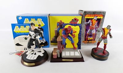 Lot of 3 Marvel Figurines/Statues. Including The Marvel Collection Porcelain The Punisher and 