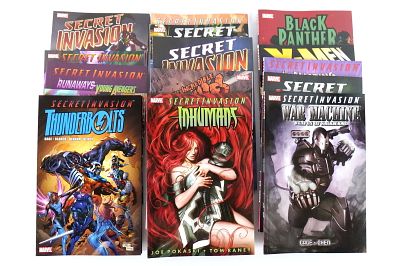 Lot of 14 Marvel Secret Invasion Trade Paperbacks. Including Secret Invasion by Bendis 