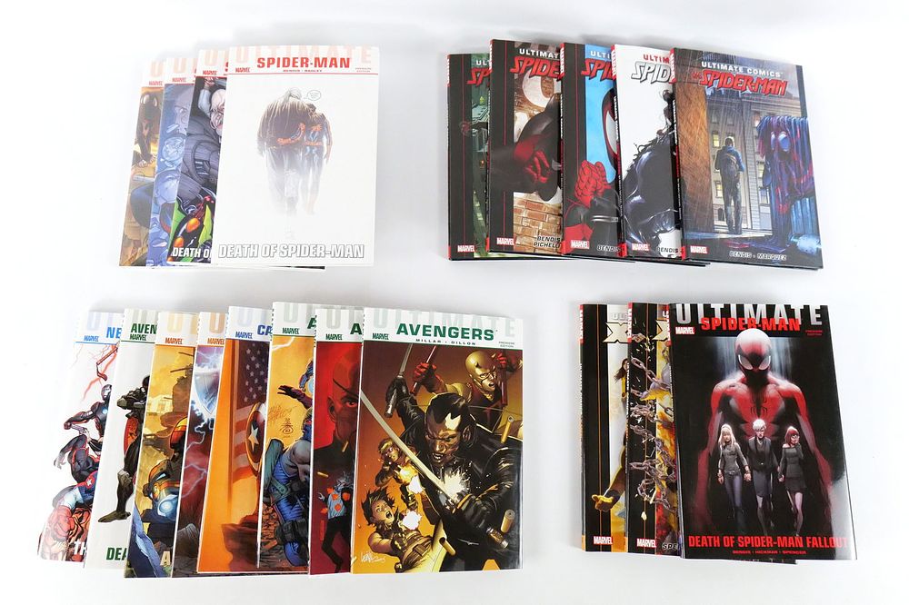 Lot of 20 Ultimate Comics Hardcover Books. Including Spider-Man Vol. 1-5, Spider-Man by Bendis: 
