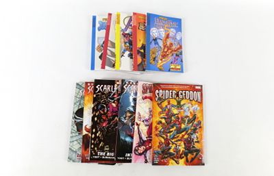 Lot of Marvel "Spider" Related Trade Paperbacks. Including Scarlet Spider Vol. 1-4, Spider-Girl 