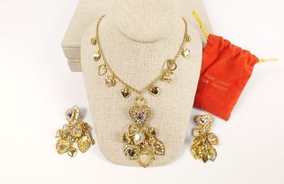 Retired Kirks Folly Necklace and Earrings Set. The lot includes a retired Kirks Folly gold tone 