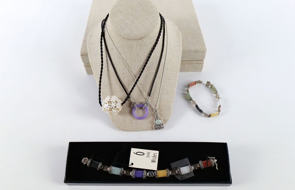 Lot 151: Group of Sterling and Jade Jewelry and More