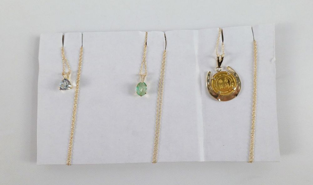 Lot 159: 3, Fine 14K Chains and Pendants