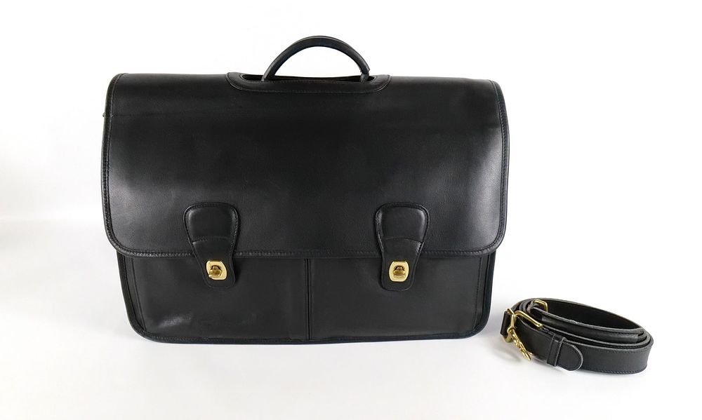Lot 174: Vintage Black Leather Laptop Bag