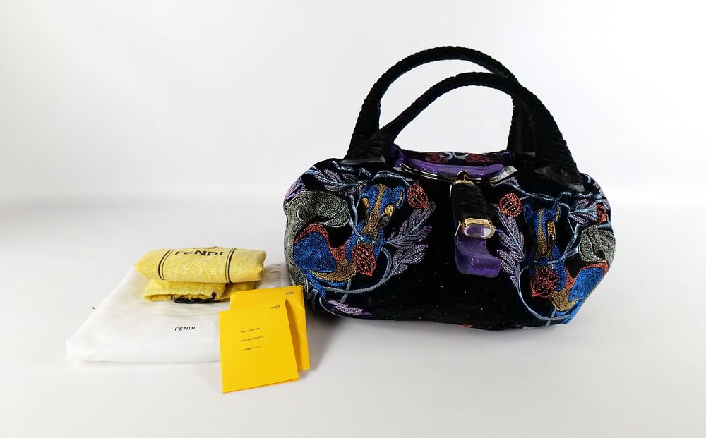 Lot 195: Fendi Velvet Embroidered Squirrel Spy Bag