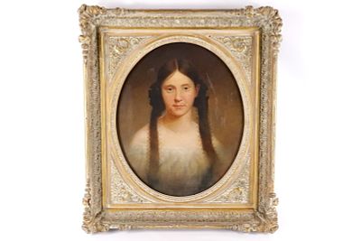 19th Century Oil on Canvas - Portrait of Girl. 19th Century Oil on Canvas - Portrait of Young 
