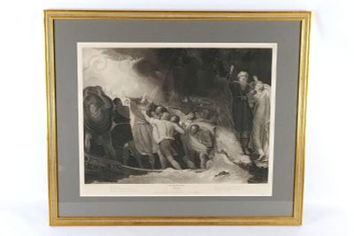 Framed Engraving "Shakespeare Tempest". Engraved by B. Smith. Has some foxing. Measures 27" 