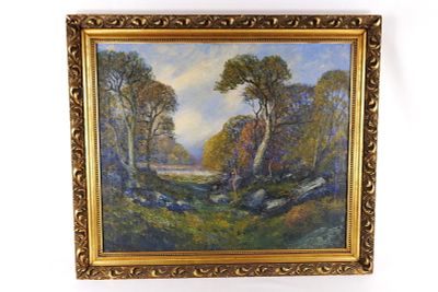 Oversized Oil on Canvas - Fall Scene. Oversized Oil on Canvas. Depicting a Colorful Fall Forest 