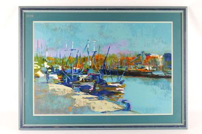 Framed Serigraph - Harbor Scene. Framed Serigraph. Depicting a Harbor Scene. Circa Late 20th 