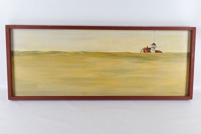 Oil on Canvas by J. Pyles. Depicting landscape with house in the background. Measures 17" tall 