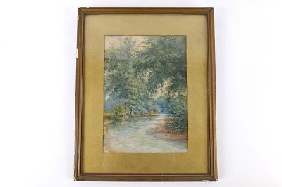 Watercolor on Paper - Landscape. Watercolor on Paper. Depicting a landscape of a canal. Artist 