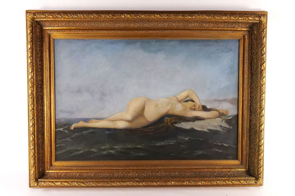 Lot 252: Oil on Canvas depicting a Nude Woman