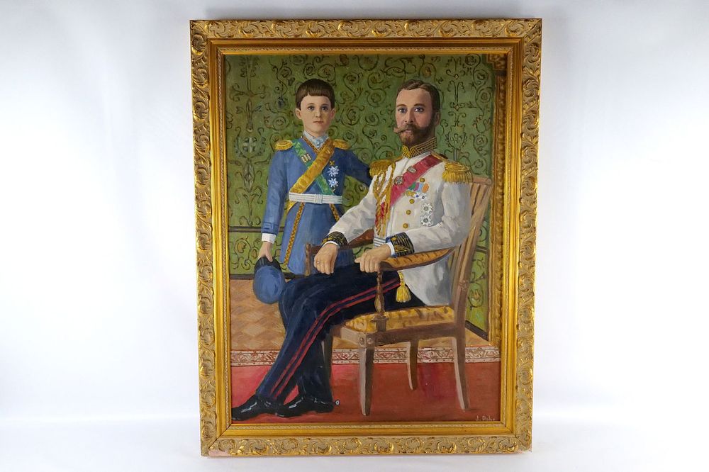 Lot 259: Oil on Canvas Depicting Tsar Nicholas II and Prince Alexei by J. Pohr