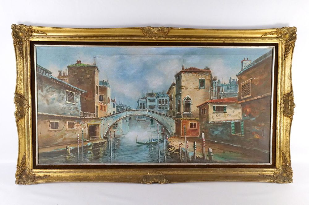 Lot 260: Oil on Canvas of a Vencie Scene