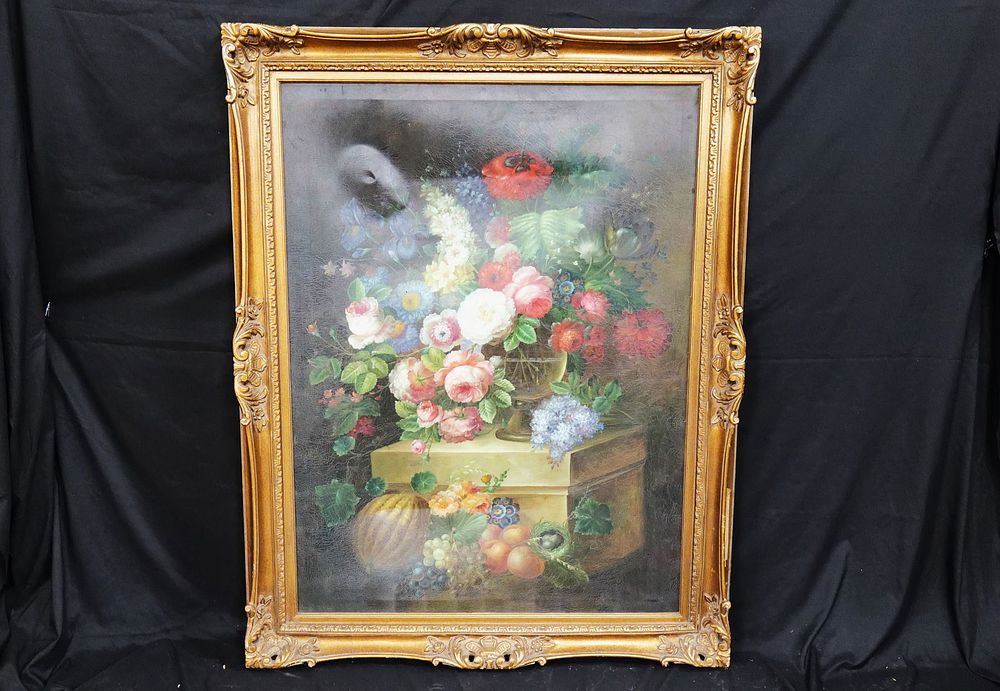 Lot 272: Oversized Serigraph on Canvas with hand painted accents