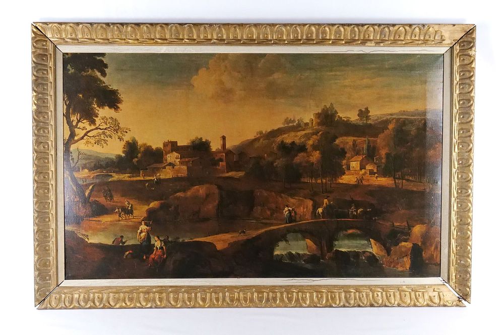 Lot 296: Print on Canvas depicting an European Town Scene
