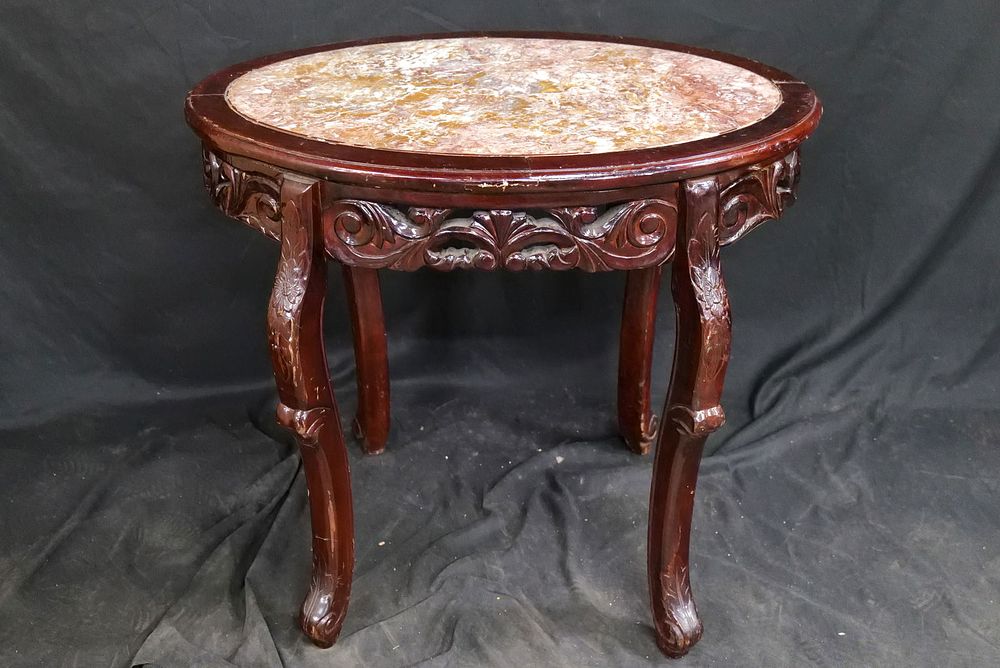 Lot 356: Oriental Style Marble Topped Side Table
