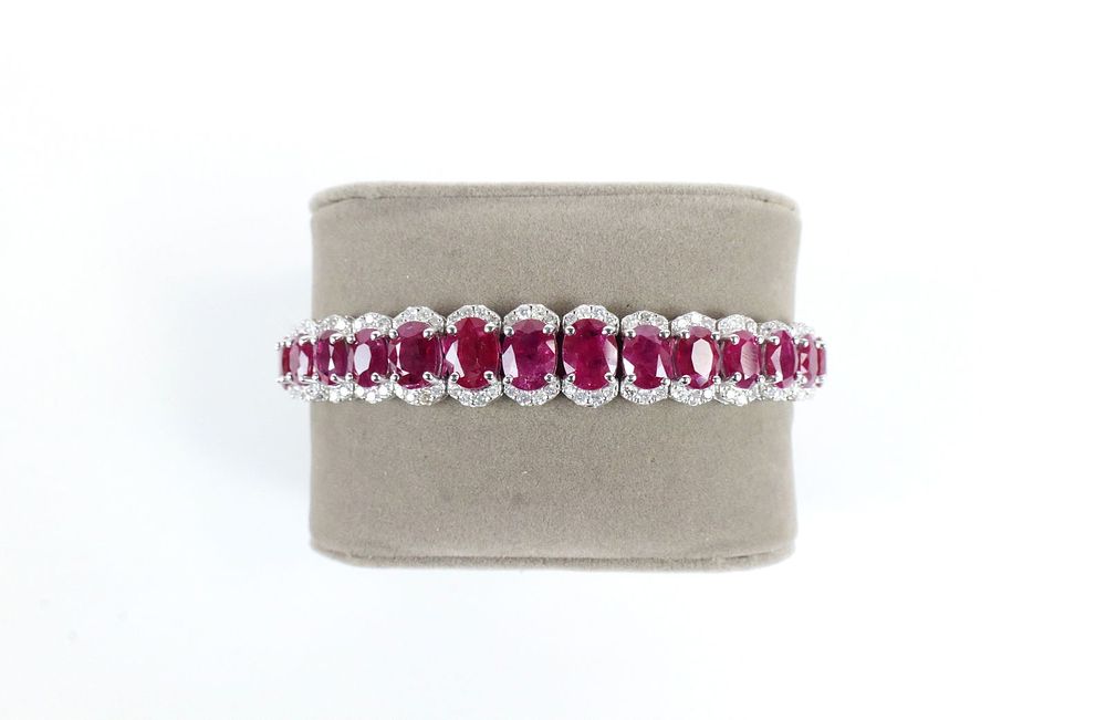 Lot 368: Oscar Friedman Platinum Ruby & Diamond Bracelet