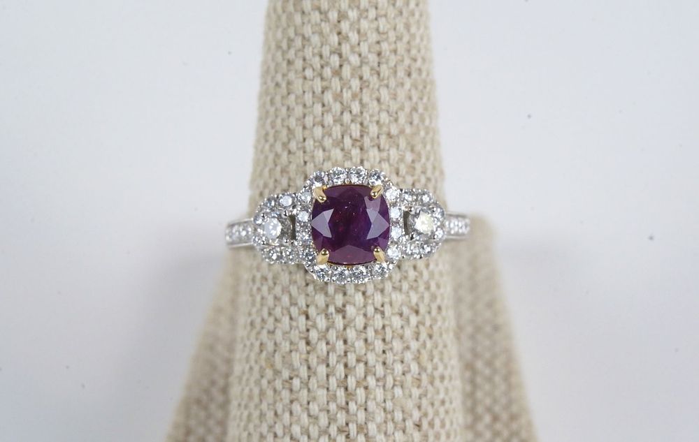 Lot 380: Oscar Friedman 18K Gold Sapphire & Diamond Ring