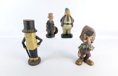 Lot of 4 Vintage Reproduction Cast Iron Banks. Lot of 4 Vintage Reproduction Cast Iron Character 