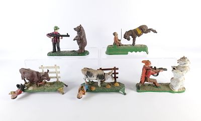 Lot of 5 Vintage Reproduction Cast Iron Animal Banks. Lot of 5 Vintage Reproduction Cast Iron 