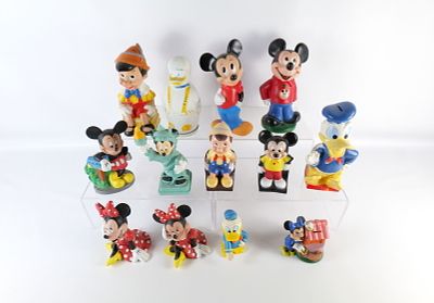 Lot of Disney Plastic Character Banks. Including Donald Duck - Heavy Paint Wear, Small and 