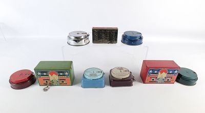 Lot of 9 Vintage Metal Banks. Including Federal Credit Union, Citizens State Bank, Budget Bank 