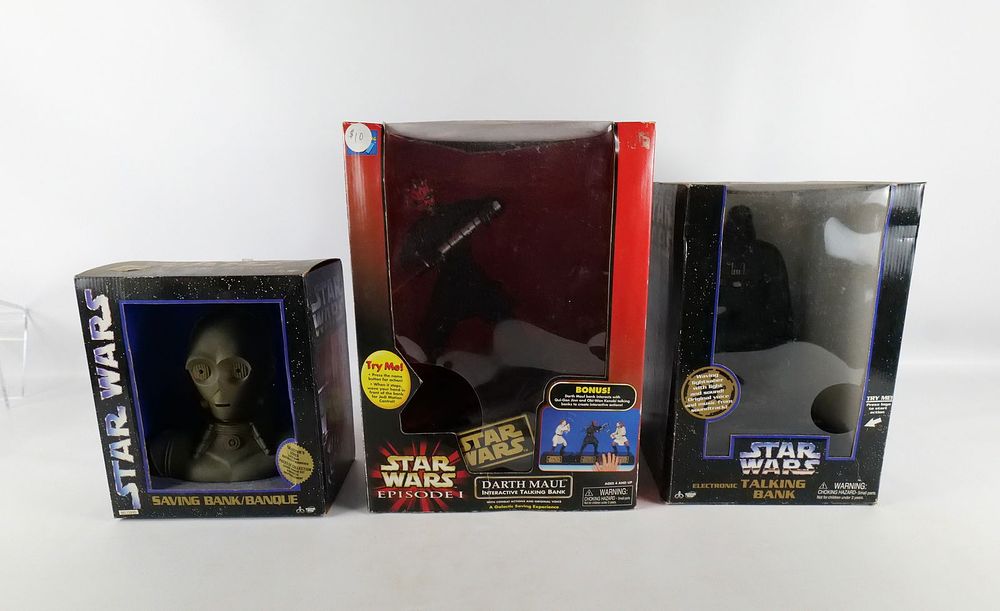 Lot 152: Lot of 3 Star Wars Banks in Original Boxes