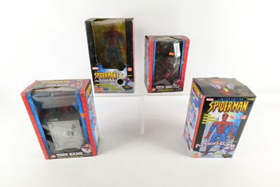 Lot of 4 Spider-Man Banks - In Original Boxes. Including Spider-Man Coin Vault, Talking Action 