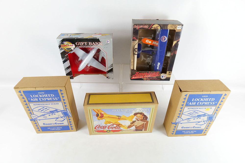 Lot 200: Lot of 5 Airplane Banks - In Original Boxes
