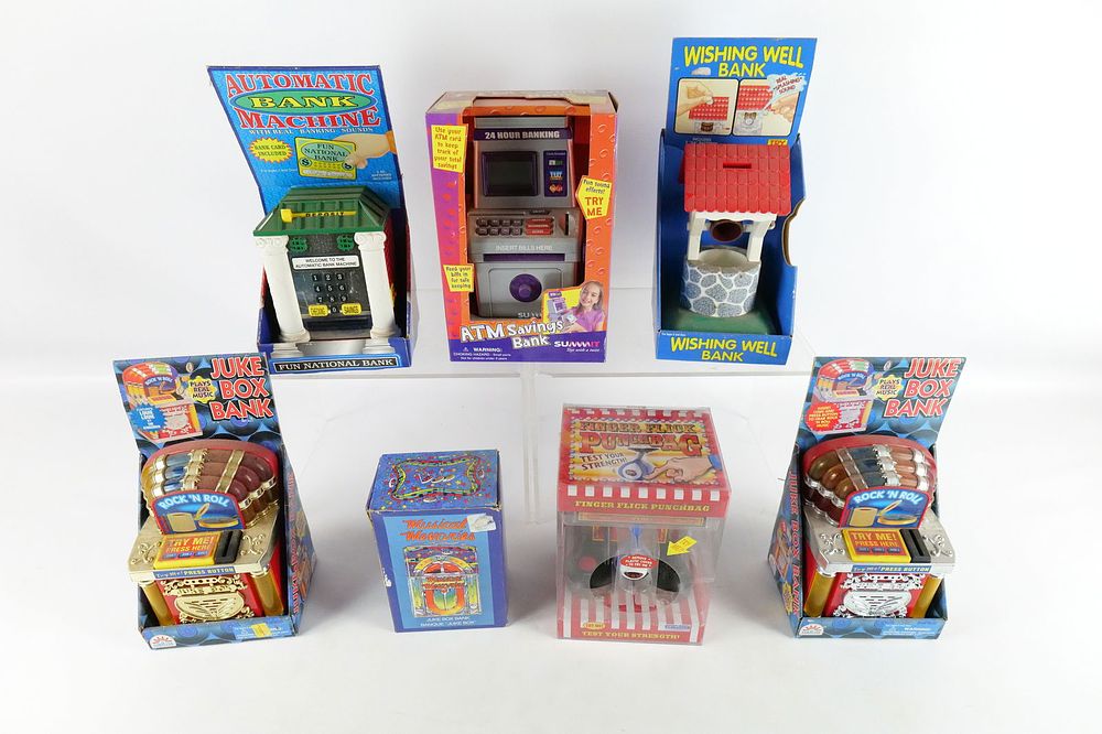 Lot 206: Lot of Mixed Novelty Banks and Toys in Original Boxes