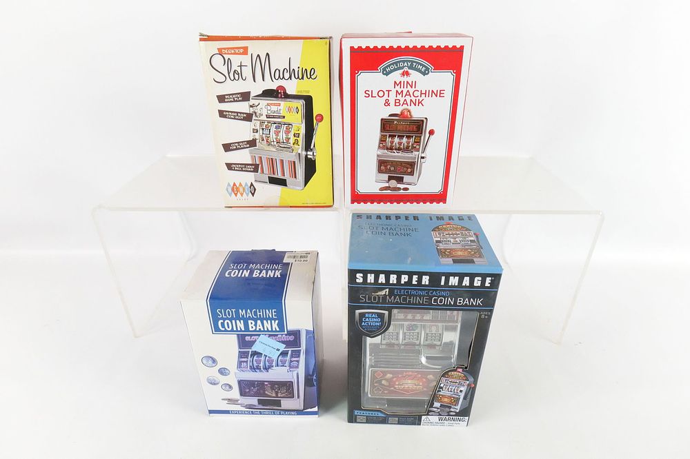 Lot 224: Lot of 4 Slot Machine Banks in Original Boxes