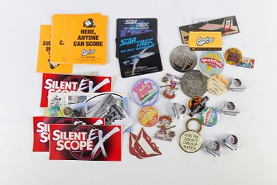 Group Lot of Advertising and Arcade Collectibles. Including Broadway City Arcade Stickers 