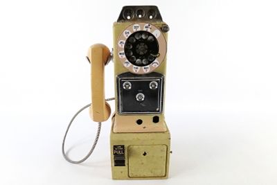 Vintage 3 Slot Pay Phone - Western Electric. Missing front information. No Key and Missing lock 