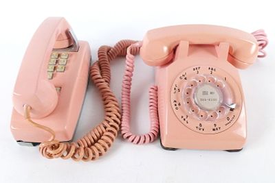 Lot of 2 Vintage Western Electric Pink Telephones. Including Rotary Desk Phone Model G3 and 