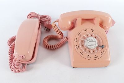 Lot of 2 Vintage Western Electric Pink Rotary Telephones. Including Desk Phone Model G3 and 