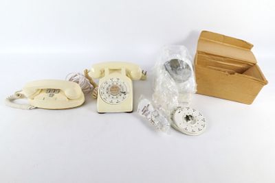Lot of 2 Vintage Western Electric Telephones and 1 Telephone Kit. Including White Telephone Kit 