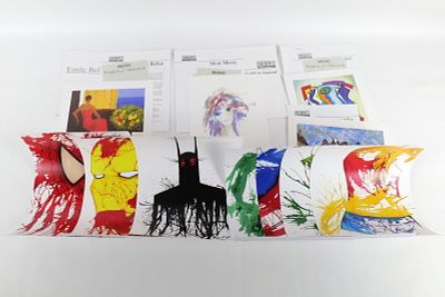 Group Lot of Art. Including Splatter Art Prints by Kevin Eslinger (Green Lantern, Captain 