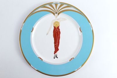 Ert&eacute; Le Soleil Turquoise Collector Plate. Measures 12" diameter. All invoices must be paid 