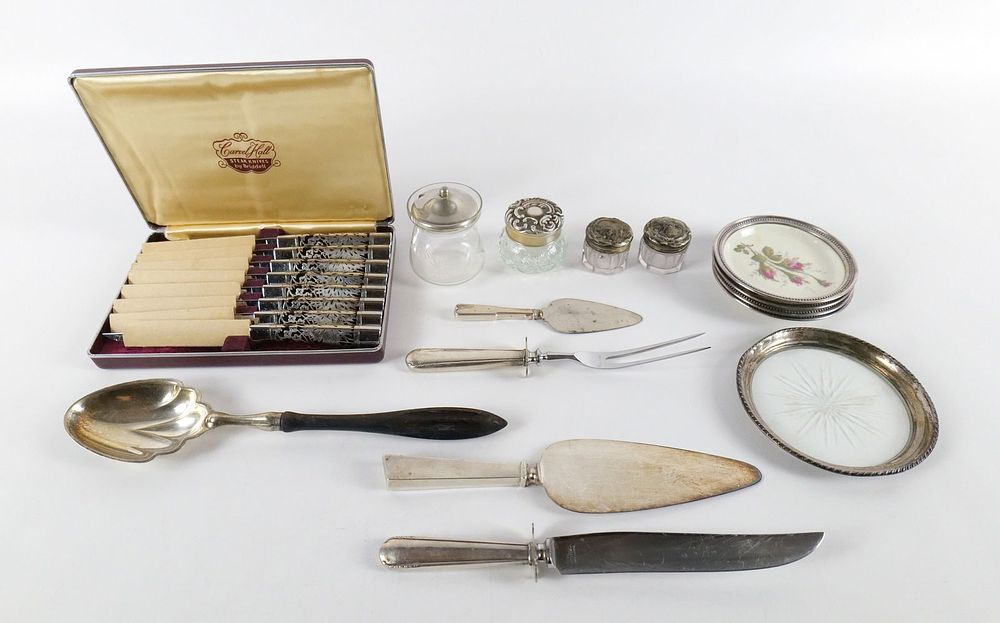 Lot 203: Lot of Sterling Silver Rimmed and Topped Items