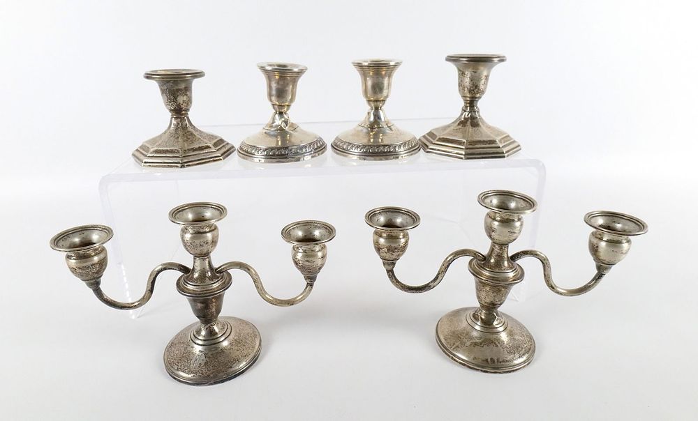 Lot 205: Lot of Sterling Weighted Candlesticks