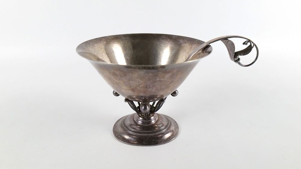Lot 206: Georg Jensen by J. Rohde Sterling Silver Bowl with Sterling Silver Spoon