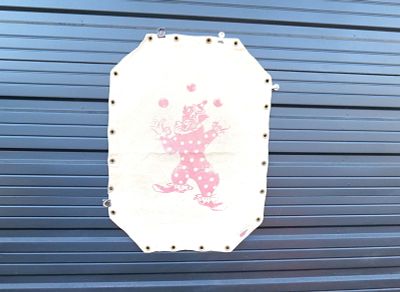 Vintage Linen with Clown Image. Tag says Rocket. Some staining present. Measures 34.5" tall x 