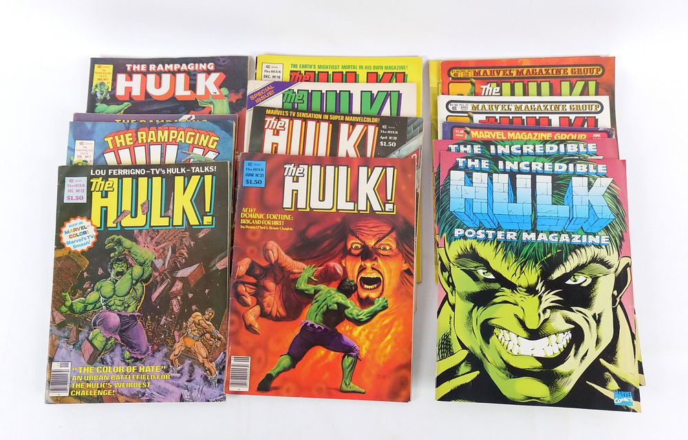 Lot of Rampaging Hulk Magazines. Including Issues #1, 3, 7, 12, 18-21, 23, 25-27 and Poster 