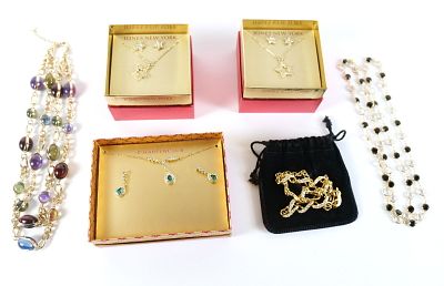 Lot of Designer Costume Jewelry. Including Swarovski Bezel Set Black and Clear Crystal Necklace 